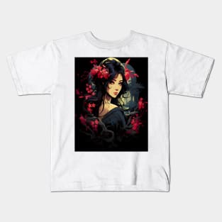 Artistic Fusion: Japanese Anime Gothic Girl Design Kids T-Shirt